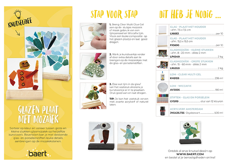 Glazen plaat met mozaïek