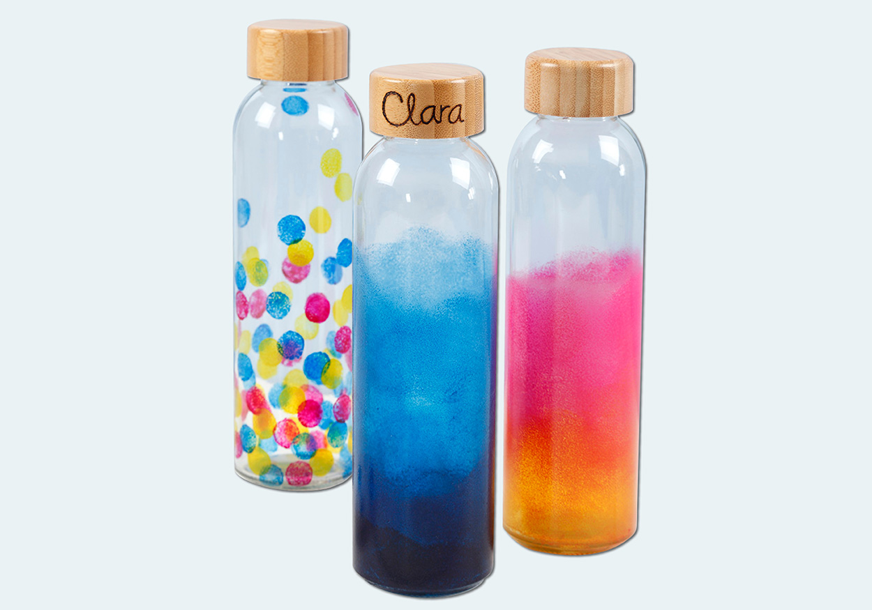 Knutselidee / Knutseltip: Drinkfles gedecoreerd met glasverf