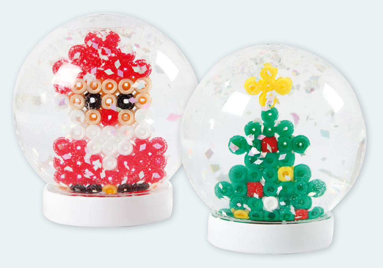 Knutselidee / Knutseltip: Sneeuwbol met kerstfiguur van strijkkralen