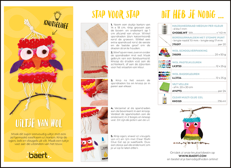 Knutselidee: uiltje van wol