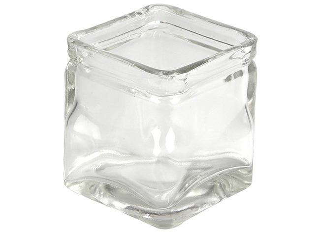 Veilleuses en verre - bougeoirs - photophores - cubiques - 7,5 cm - set/12