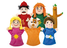 Poppen - handpop - Akros - poppen met twee gezichten - emotie - set van 6 assorti