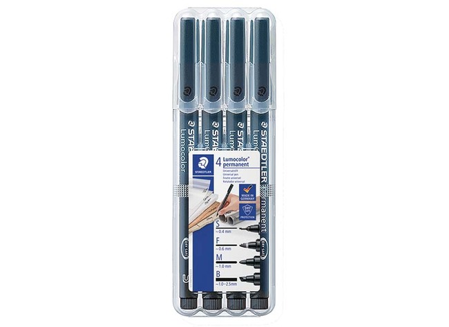 Stiften - Viltstiften - Permanent - Staedtler Lumocolor - Zwart - Set Van 4 Dikte