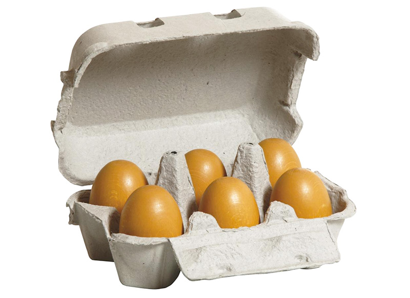 Laag Kiezen Overvloed Voedingsset - imitatievoeding - ontbijt - houten eieren in kartonnen doos -  set van 6 - Baert