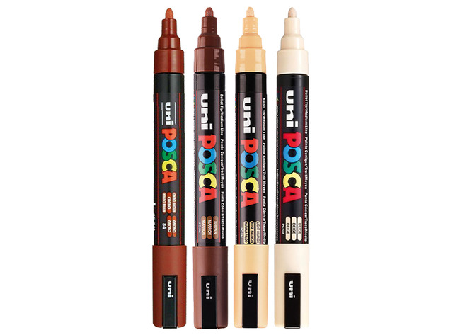 Stiften - verfstiften - Posca PC5M - huidskleur - set van 4 assorti