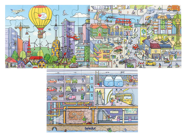 Puzzel - Beleduc stadsleven - 45 stukjes - hout - per stuk