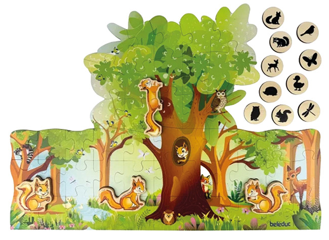 Puzzel - Het bos XXL - 54 stukjes - eekhoorn - hout - per stuk