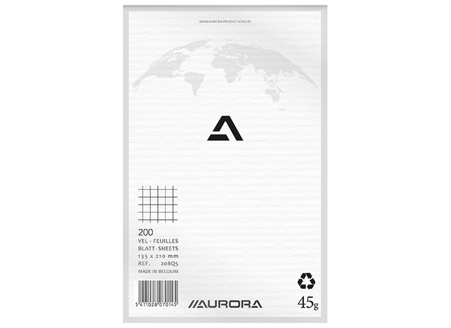 Kladblok - Aurora - geruit 5 mm - 45 g - 200 vellen - 13,5 x 21 cm - per stuk