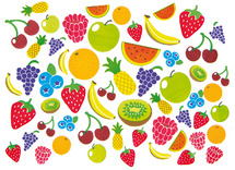 Stickers - foam - fruit - assortiment van 120