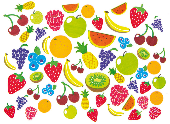 Stickers en mousse - néoprène - fruits - autocollants - ass/120