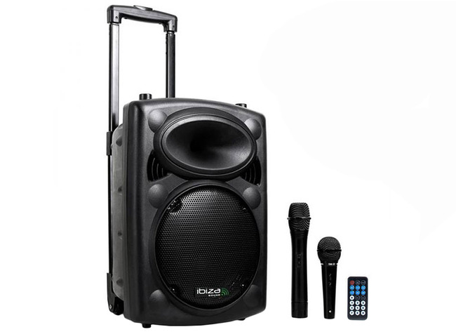 Muziek - Ibiza Sound - mobiele muziekinstallatie met oplaadbare batterij - woofer - usb - mp3-speler - microfoon - bluetooth - per stuk
