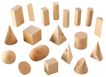 Blokken - geometrische vormen - hout - set van 19 assorti