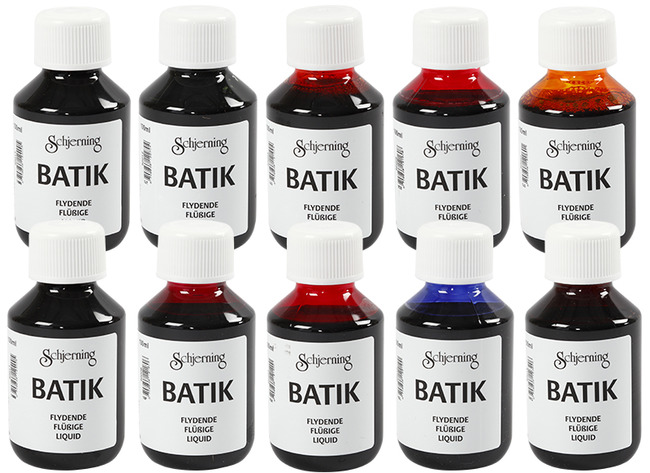 Verf - textielverf - tie dye - batik - 10 x 100 ml - set van 10 assorti