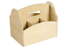 Hout - pennenbakje - met onderverdelingen - set van 3