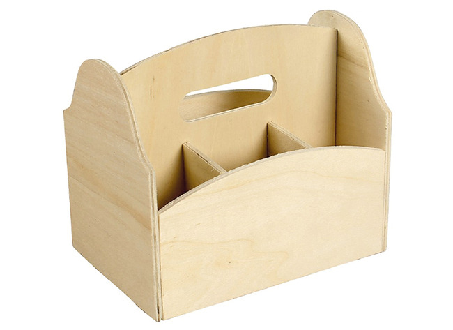 Hout - pennenbakje - met onderverdelingen - set van 3