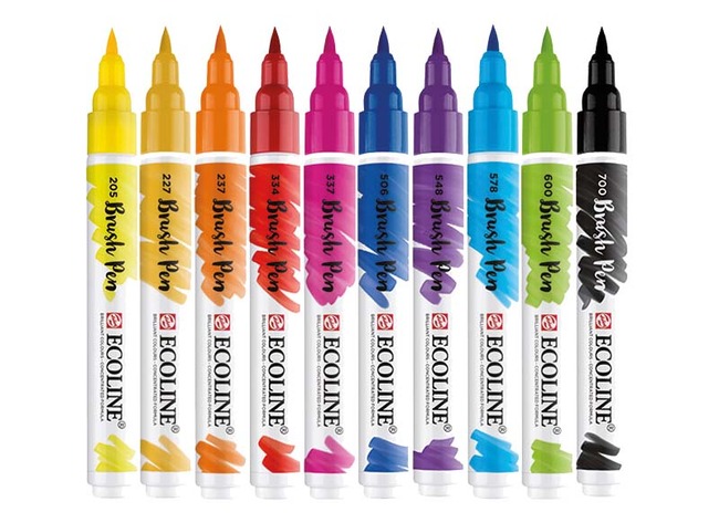 Verf - waterverf - Ecoline Brush Pen - set van 10 assorti