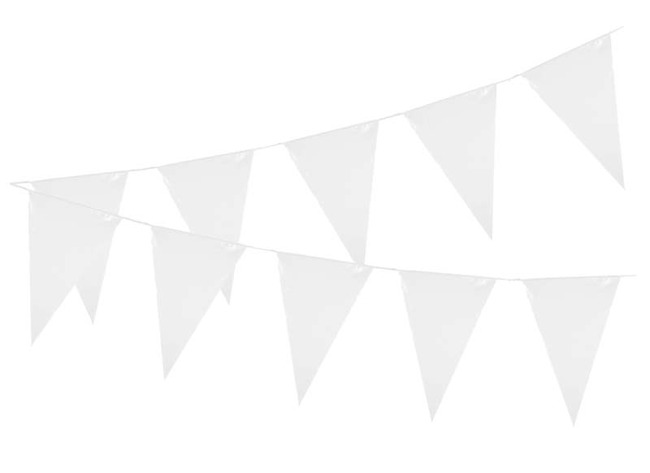 Decoratie - vlaggen - 8 m met 16 vlaggen - textiel - blanco - set van 16
