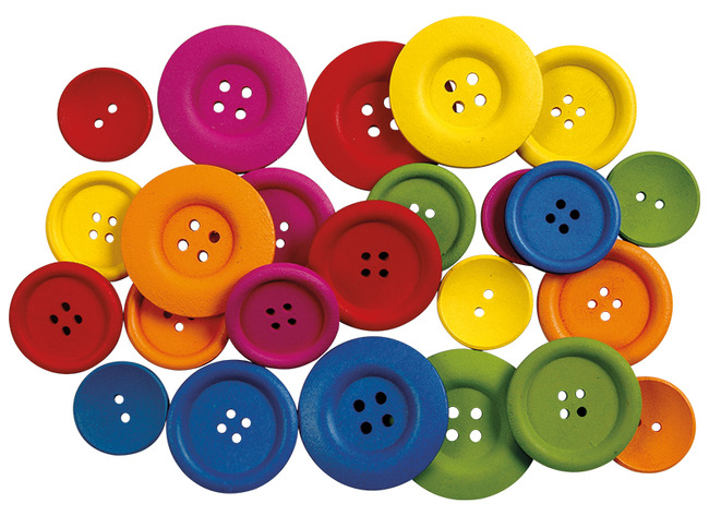 Knopen - hout - gekleurd - 25-40 mm - decoratie - set van 144 assorti