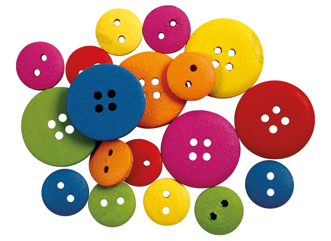 Knopen - hout - gekleurd - 1,5 tot 2 cm diameter - decoratie - set van 360 assorti