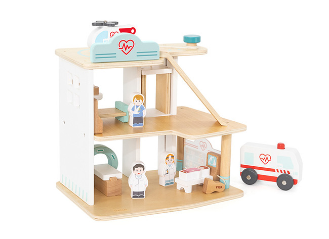 Speelgoed ziekenhuis - Viga - met accessoires - hout - per set
