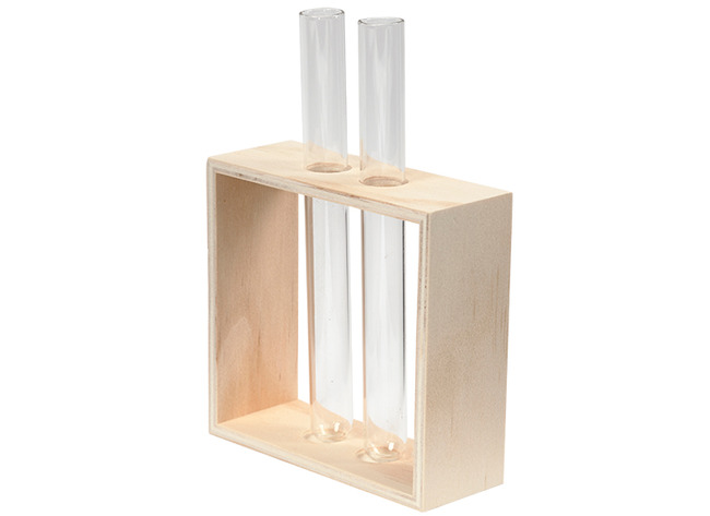 SUPPORT EN BOIS AVEC 2 TUBES À ESSAIS - PIECE