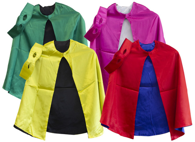 Kleding - verkleedkledij - verkleedcapes superhelden - set van 4 assorti