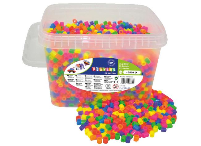 Kralen - strijkkralen - xl - emmer - neon - set van 5000 assorti