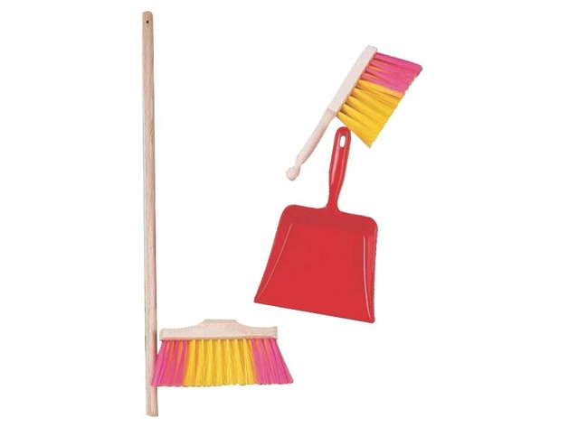 Poppenhuis - poppenaccessoires - keerborstel met blik - per set