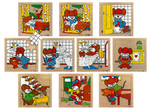 Puzzel - verhaalpuzzel - opstaan - goedemorgen - hout - set van 10 assorti