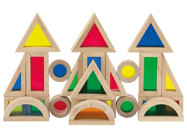 Bouwset - Viga - Color Blocks - houten blokken - vensterblokken - hout - set van 24