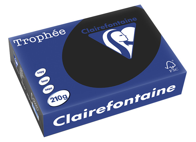 Papier - fotokopieerpapier - Clairefontaine Trophée - A4 - 210 g - zwart - pak van 250 vellen