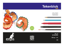 Tekenblok - Kangaro - 210 x 297 mm - 120 g - wit - blok van 20 vellen
