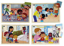 Puzzel - themapuzzel - anderen helpen - 15 stukjes - set van 4 assorti