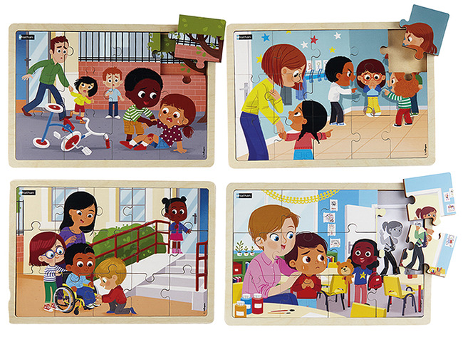 Puzzel - themapuzzel - anderen helpen - 15 stukjes - set van 4 assorti