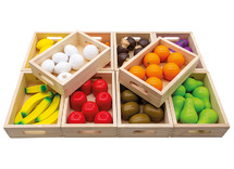 Voedingsset - imitatievoeding - groenten en fruit - Viga - kistjes - hout - per set