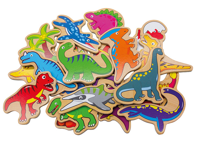 Magneten - Viga Magnetic Dinosaurs - dino's - hout - set van 20 assorti