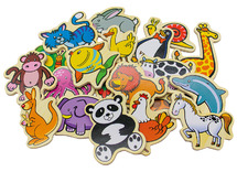 Magneten - Magnetic Animals - Viga - dieren - hout - set van 20 assorti