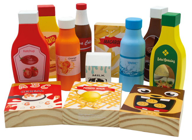 Speelgoed - imitatievoeding - Viga - drank en droge voeding - hout - per set