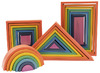 Speelblokken - tickit Rainbow Architect - hout - geometrisch - regenboogkleuren - loose parts - set van 28 assorti