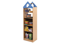 AANBOUW PLUS - TORENKAST MET DRIEHOEKIGE KROONLIJST - 2/3 RUG - 1 VASTE EN 3 LOSSE PLANKEN - GEKLEURD