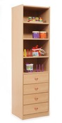 KAST BASIC - HOGE KAST MET 3 PLANKEN EN 4 LADEN