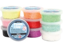 Boetseren - Foam Clay - glitter - set van 10 assorti