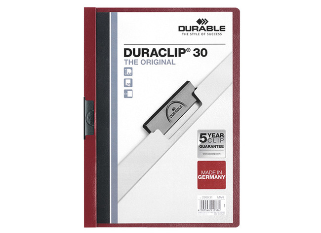 Mappen - presentatiemap - Durable Duraclip - aubergine - per stuk