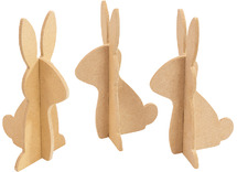 Figuren - paaskonijnen - hout - MDF - set van 3