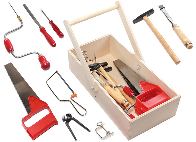 Gereedschap - gereedschapskoffer - hout - per set