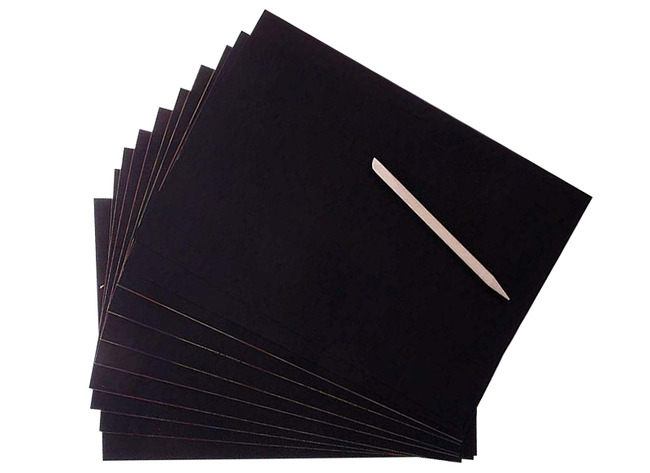 Papier de bricolage - feuilles à gratter - 15 x 21 cm - paquet de 8 feuilles