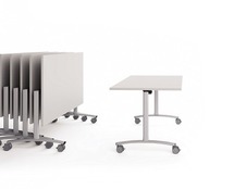 tafel - klaptafel - Archimede - rechthoek - inklapbaar - verrijdbaar - 120 cm x 80 cm x 76 cm - onderstel zwart - blad lichte eik - per stuk