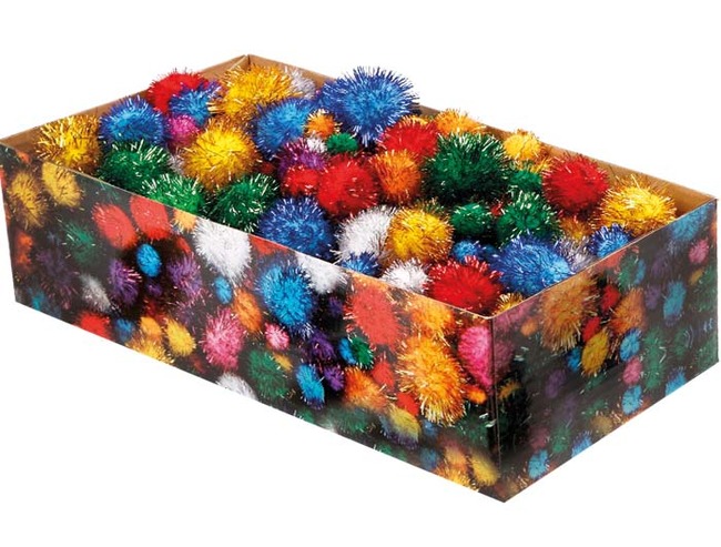 Pompons - Glitter - Schoolverpakking - Assortiment Van 400