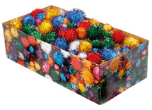 Decoratie - pompons - glitter - voordeelpakket - 1,5 tot 4 cm diameter- assortiment van 400