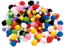 Decoratie - pompons - gekleurd - mini - klein - 0,8 tot 1,3 cm diameter - set van 500 assorti